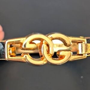 Gucci GG Vintage Bracelet – 1970s Black Water Snake & 24K Gold Plate